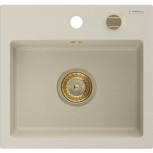 MEXEN/S - Milo granitový drez 1 435 x 410 mm, béžová, + zlatý sifón 6505441000-69-G vyobraziť