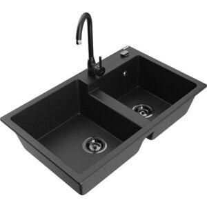 MEXEN/S - Tomas granitový drez 2-bowl vrátane batérie Telma, čierna/strieborná metalík 6516-73-670200-70-B vyobraziť