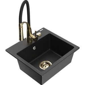 MEXEN/S - Milo granitový drez 1-miska vrátane batérie Aster, čierna/strieborná metalík 6505-73-73450-57-G vyobraziť