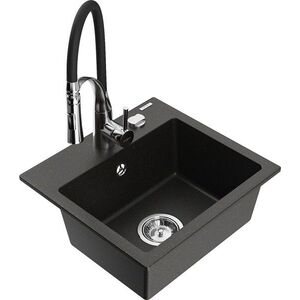 MEXEN/S - Milo granitový drez 1-miska vrátane batérie Aster, čierna/zlatá metalik 6505-75-73450-07 vyobraziť