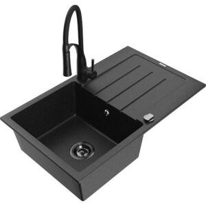 MEXEN/S - Bruno granitový drez s odkvapkávačom vrátane batérie Aster, čierna/strieborná metalík 6513-73-73450-70-B vyobraziť