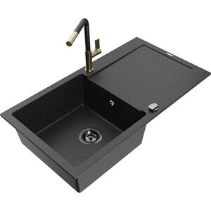 MEXEN/S - Leo granitový drez 1 s odkvapkávačom vrátane batérie Flora, čierna/strieborná metalík 6501-73-670401-57-B vyobraziť
