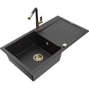 MEXEN/S - Leo granitový drez 1 s odkvapkávačom vrátane batérie Flora, čierna/strieborná metalík 6501-73-670401-57-G vyobraziť
