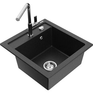 MEXEN/S - Vito granitový drez 1-miska vrátane batérie Flora, čierna/strieborná metalík 6503-73-670401-00 vyobraziť