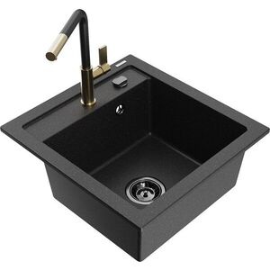 MEXEN/S - Vito granitový drez 1-miska vrátane batérie Flora, čierna/strieborná metalík 6503-73-670401-57-B vyobraziť