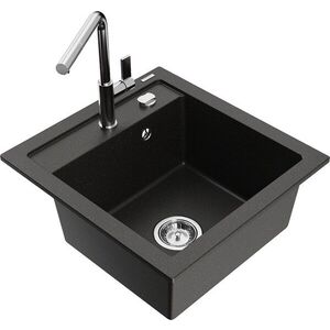 MEXEN/S - Vito granitový drez 1-miska vrátane batérie Flora, čierna/zlatá metalik 6503-75-670401-00 vyobraziť