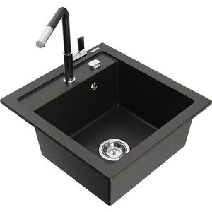 MEXEN/S - Vito granitový drez 1-miska vrátane batérie Flora, čierna/zlatá metalik 6503-75-670401-07 vyobraziť