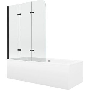 MEXEN/S - Cube obdĺžniková vaňa 180 x 80 cm s panelom + vaňová zástena 120, transparent, čierna 550518080X9012037000 vyobraziť