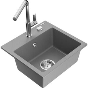 MEXEN/S - Milo granitový drez 1-miska vrátane batérie Flora, šedá 6505-71-670401-00 vyobraziť