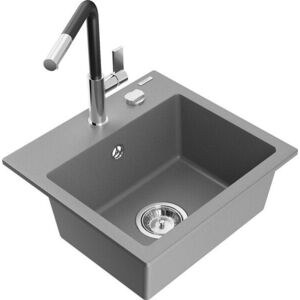 MEXEN/S - Milo granitový drez 1-miska vrátane batérie Flora, šedá 6505-71-670401-07 vyobraziť
