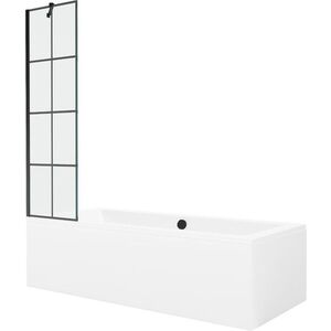 MEXEN/S - Cube obdĺžniková vaňa 180 x 80 cm s panelom + vaňová zástena 50, čierna vzor 550518080X9505007077 vyobraziť