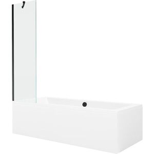MEXEN/S - Cube obdĺžniková vaňa 180 x 80 cm s panelom + vaňová zástena 50, transparent, čierna 550518080X9505000070 vyobraziť