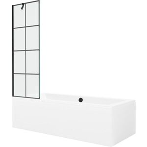 MEXEN/S - Cube obdĺžniková vaňa 180 x 80 cm s panelom + vaňová zástena 60, čierna vzor 550518080X9506007077 vyobraziť