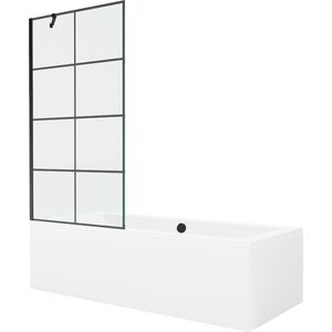 MEXEN/S - Cube obdĺžniková vaňa 180 x 80 cm s panelom + vaňová zástena 90, čierna vzor 550518080X9509007077 vyobraziť