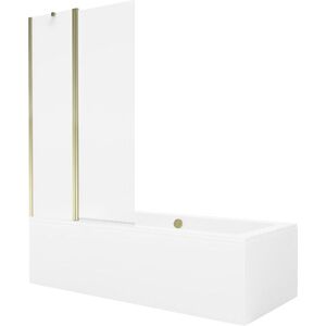 MEXEN/S - Cube obdĺžniková vaňa 180 x 80 cm s panelom + vaňová zástena 100, transparent, zlatá 550518080X9410115000 vyobraziť