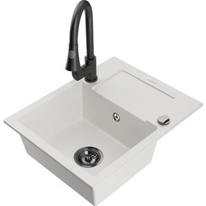 MEXEN/S - Enzo granitový drez 1 s odkvapkávačom vrátane Elia, biela 6506-20-670101-70 vyobraziť