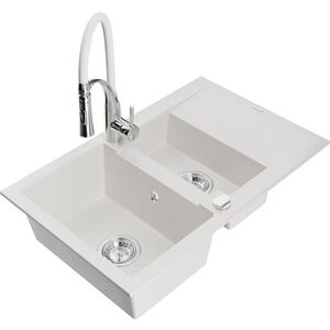 MEXEN/S - Gaspar granitový drez 1.5 s odkvapkávačom vrátane batérie Aster, biela 6507-20-73450-02 vyobraziť