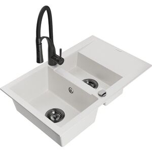 MEXEN/S - Gaspar granitový drez 1.5 s odkvapkávačom vrátane batérie Aster, biela 6507-20-73450-70-B vyobraziť
