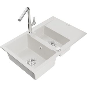 MEXEN/S - Gaspar granitový drez 1.5 s odkvapkávačom vrátane batérie Flora, biela 6507-20-670401-00 vyobraziť