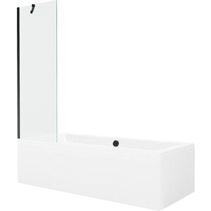 MEXEN/S - Cube obdĺžniková vaňa 180 x 80 cm s panelom + vaňová zástena 60, transparent, čierna 550518080X9506000070 vyobraziť