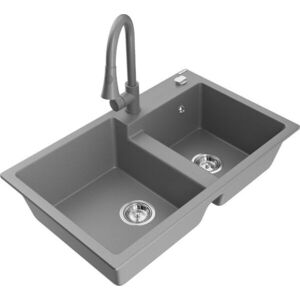 MEXEN/S - Tomas granitový drez 2-bowl vrátane batérie Elia, šedá 6516-71-670101-71 vyobraziť
