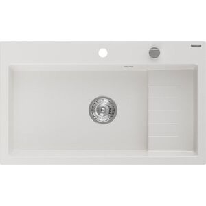 MEXEN - Omar granitový drez 1 s odkvapkávačom 800 x 480 mm, biela, sifón chróm 6520801005-20 vyobraziť