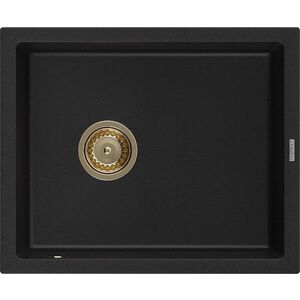 MEXEN/S - Pedro granitový drez 1-miska 560 x 460 mm, čierna, sifón zlatá 6508561000-77-G vyobraziť