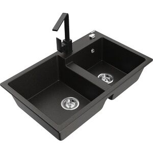 MEXEN/S - Tomas granitový drez 2-bowl vrátane batérie Rita, čierna/zlatá metalik 6516-75-670300-70 vyobraziť