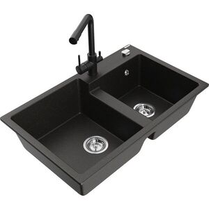 MEXEN/S - Tomas granitový drez 2-bowl vrátane batérie Duero, čierna/zlatá metalik 6516-75-671600-70 vyobraziť