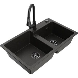 MEXEN/S - Tomas granitový drez 2-bowl vrátane batérie Elia, čierna/zlatá metalik 6516-75-670101-70-B vyobraziť