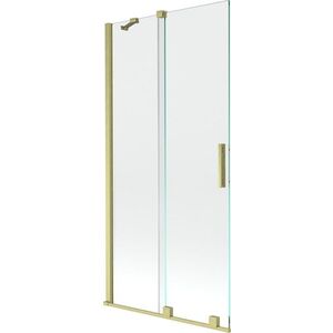MEXEN/S - Velar Dvojkrídlová posuvná vaňová zástena 95 x 150, transparent, zlatá kartáčovaná 896-095-000-01-55 vyobraziť