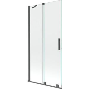 MEXEN/S - Velar Dvojkrídlová posuvná vaňová zástena 95 x 150, transparent, šedá kartáčovaná 896-095-000-01-66 vyobraziť