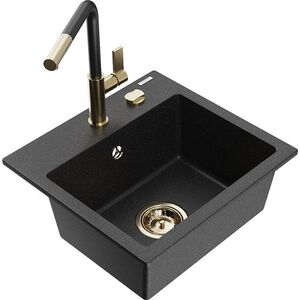 MEXEN/S - Milo granitový drez 1-miska vrátane batérie Flora, čierna/strieborná metalík 6505-73-670401-57-G vyobraziť