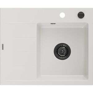 MEXEN/S - Ben granitový drez 1 s odkvapkávačom pravý 600 x 500 mm, biela, sifón čierna 6523605000-20-B vyobraziť