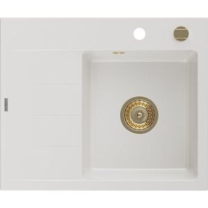 MEXEN/S - Ben granitový drez 1 s odkvapkávačom pravý 600 x 500 mm, biela, sifón zlatá 6523605000-20-G vyobraziť