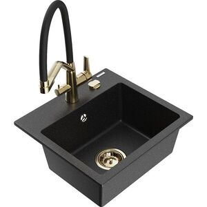 MEXEN/S - Milo granitový drez 1-miska vrátane batérie Duo, čierna/strieborná metalík 6505-73-671701-57-G vyobraziť