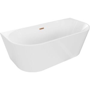 MEXEN/S - Oval vaňa voľne stojaca nástenná 160 x 80, biela, sifón a prepad meď kartáčovaná 52671608000-65 vyobraziť