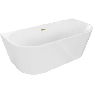 MEXEN/S - Oval vaňa voľne stojaca nástenná 160 x 80, biela, sifón a prepad zlatá kartáčovaná 52671608000-55 vyobraziť