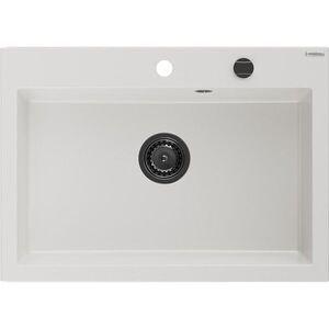 MEXEN/S - Elix granitový drez 1-miska 700 x 500 mm, biela, sifón čierna 6526701005-20-B vyobraziť