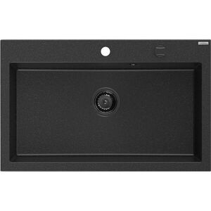 MEXEN/S - Elix granitový drez 1-miska 800 x 500 mm, čierna/strieborná metalík, sifón čierna 6527801005-73-B vyobraziť