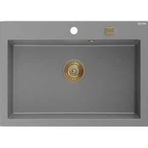 MEXEN/S - Elix granitový drez 1-miska 700 x 500 mm, sivý, sifón zlatá 6526701005-71-G vyobraziť