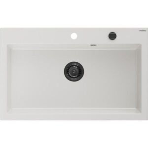 MEXEN/S - Elix granitový drez 1-miska 800 x 500 mm, biela, sifón čierna 6527801005-20-B vyobraziť