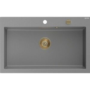 MEXEN/S - Elix granitový drez 1-miska 800 x 500 mm, sivý, sifón zlatá 6527801005-71-G vyobraziť