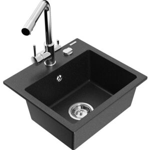 MEXEN/S - Milo granitový drez vrátane batérie Duero, čierna/strieborná metalík 6505-73-671600-00 vyobraziť