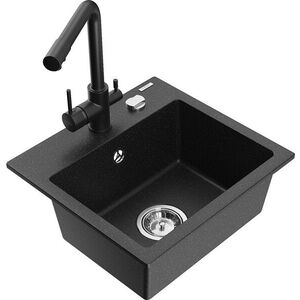 MEXEN/S - Milo granitový drez vrátane batérie Duero, čierna/strieborná metalík 6505-73-671600-70 vyobraziť