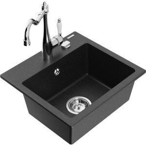 MEXEN/S - Milo granitový drez 1-miska vrátane batérie Carla, čierna/strieborná metalík 6505-73-670700-00 vyobraziť