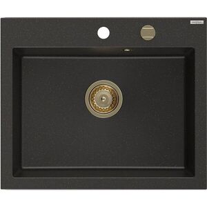 MEXEN/S - Elix granitový drez 1-miska 600 x 500 mm, čierna/zlatá metalik, sifón zlatá 6525601005-75-G vyobraziť