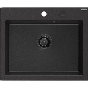 MEXEN/S - Elix granitový drez 1-miska 600 x 500 mm, čierna/strieborná metalík, sifón čierna 6525601005-73-B vyobraziť