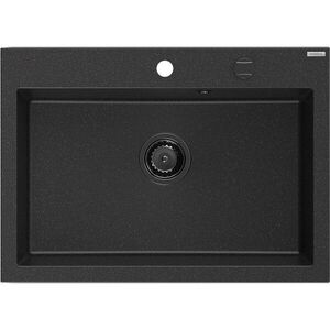 MEXEN/S - Elix granitový drez 1-miska 700 x 500 mm, čierna/strieborná metalík, sifón čierna 6526701005-73-B vyobraziť