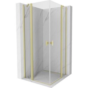 MEXEN/S - Mist Duo sprchovací kút dvere krídlové 95 x 95, transparent, zlato kartáčovaná 8A4-095-095-55-00 vyobraziť